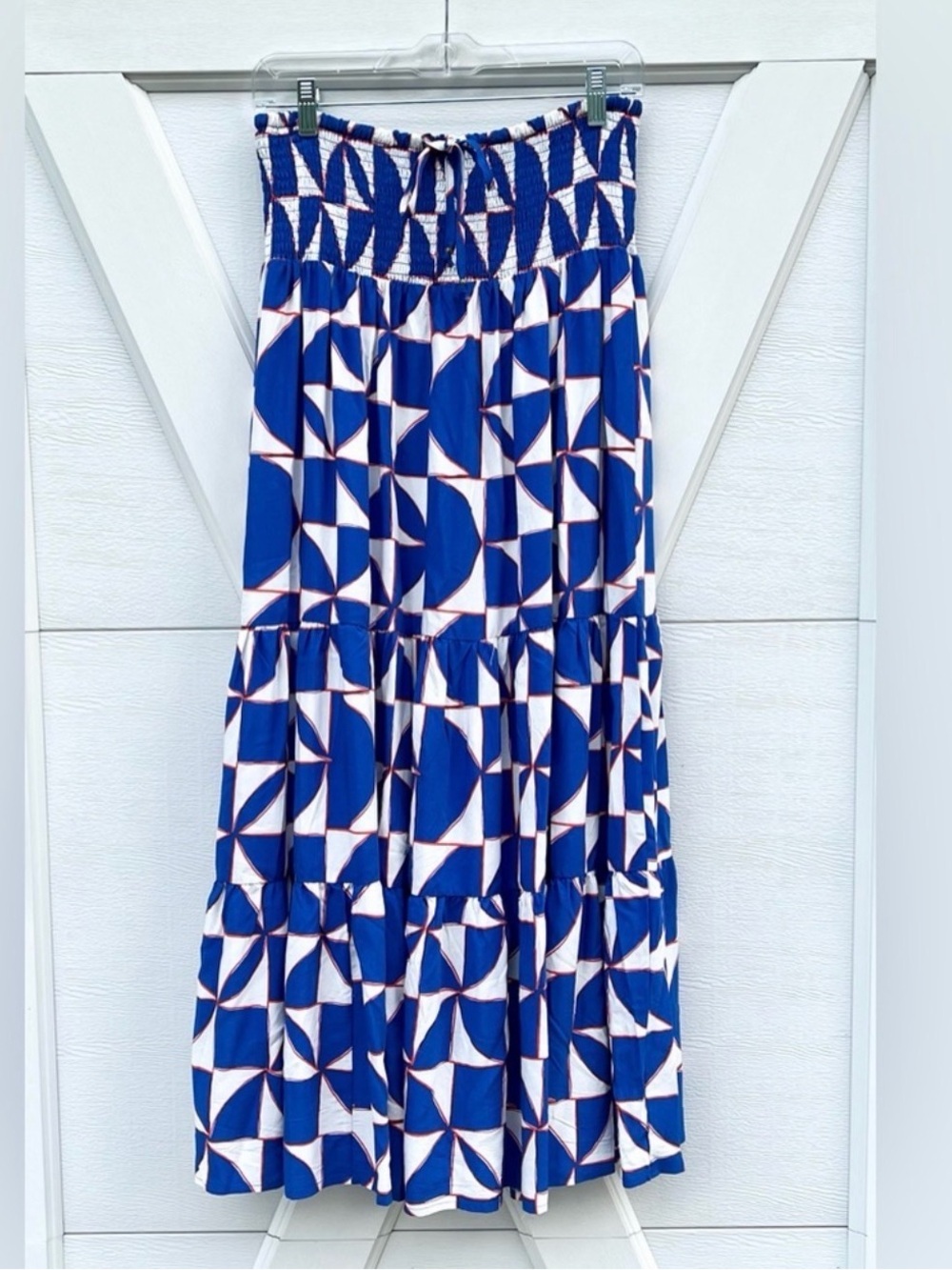 Able the Label Anthropologie Blue Geometric Tiered Maxi Skirt - Women's Small